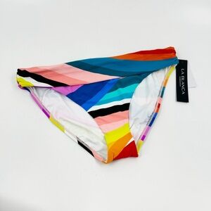 ✅ NWT LA BLANCA‎ MULTI COLORED FOLD OVER BIKINI BOTTOMS SIZE 12
